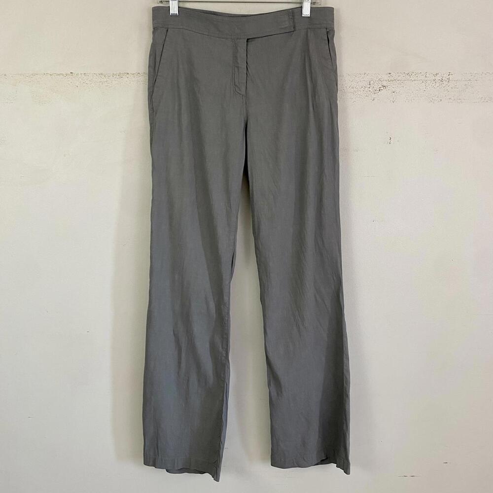 EILEEN FISHER grey linen relaxed straight leg pants sz 6